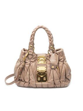 Miu Miu Bauletto Aperto Bag Dusty Pink Matelasse Leather
